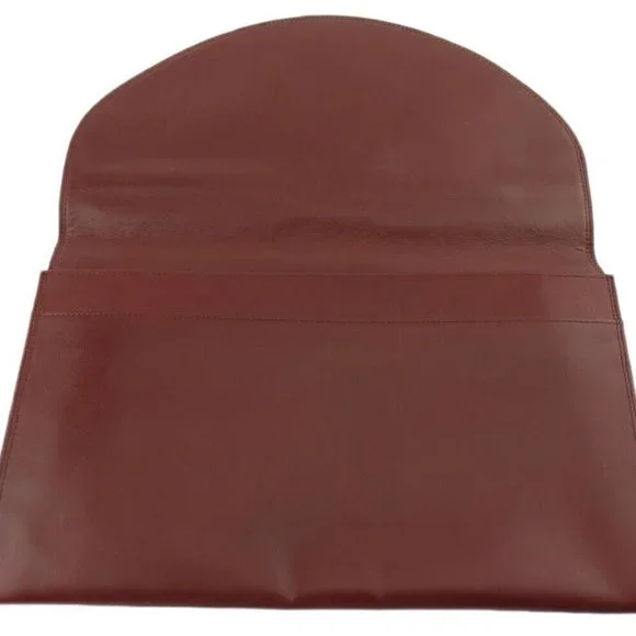 Cartier Clutch Bag Mastline Bordeaux Leather Auth Used T19324